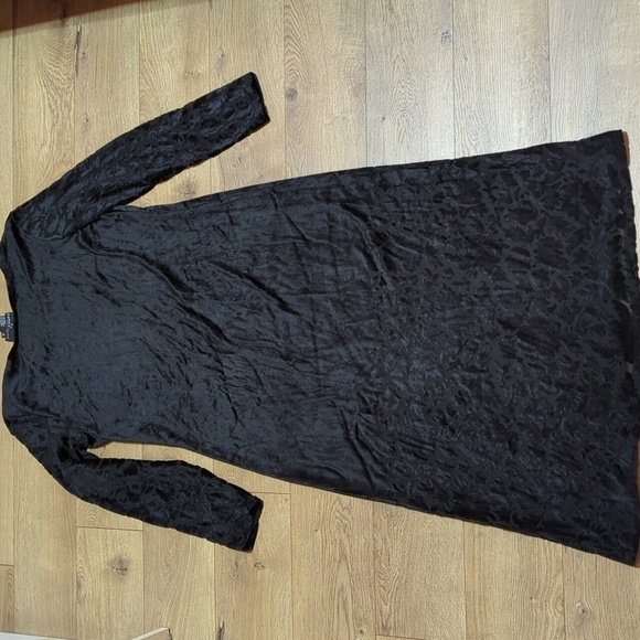 Vtg Carole Little long sleeves velvet midi dress embossed mesh bottom sz 14 - Picture 2 of 11